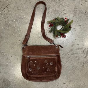 ✨ Vintage Fossil 1990s Studded Suede Crossbody Bag